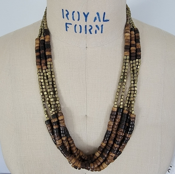 Multi Strand Mixed Media Necklace Made in India - Picture 4 of 14